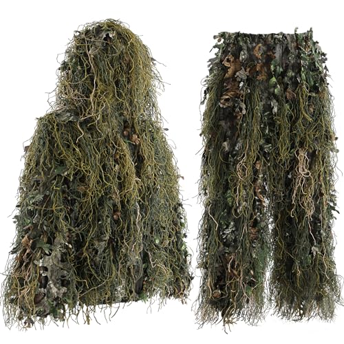 Ghillie Suit Gilly Hunting Suits Pants 3D Leaf Camo Camouflage Coveralls Youth Adult Lightweight Clothes for