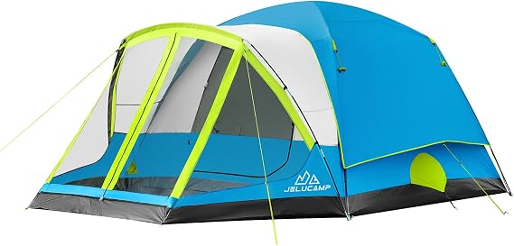JELUCAMP 6/8 Person Camping Tent with Screen Porch Family Tents for Camping