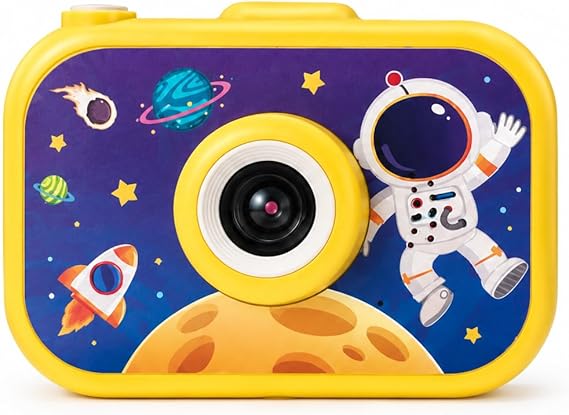 Çocuklar İçin Fotoğraf Makinesi Dijital Kamera Mini Unicorn Tasarım, Fotoğraf ve Video Çekimi, Taşınabilir Oyuncak Kamera, Hediyelik Çocuk Fotoğraf Makinesi (Sarı)