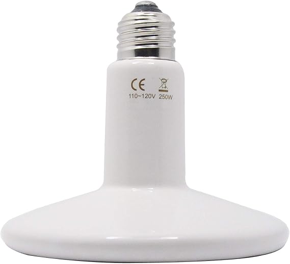 250W 110V Pet Ceramic Heat Lamp, Pet Infrared Bulb Emitter Lamp No Harm No Light Heat Lamp Bulb for Pet Brooder Coop Chicken Lizard Turtle Snake
