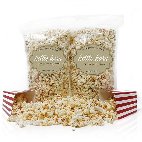 Pop'N Popcorn Kettle Corn, 16 oz Sweet and Salty Ready to Eat Snack Bag