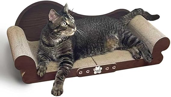 Cat Scratcher Sofa - 26" Cat Scratcher Lounge for Indoor Cats, Long Lasting Scratching Pads, Furniture Protector