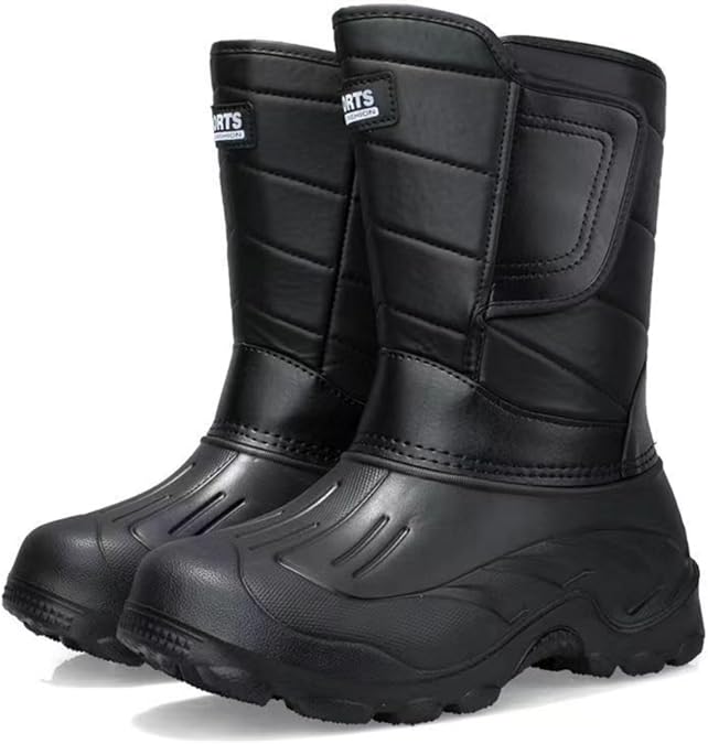 Men's Winter Snow Boots, Mid-Calf Waterproof Outdoor Riding Boots, Outdoor Sports Wear-Resistant Non-slip Warm Boots