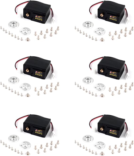 Feetech STS3215 Digital Servo Motor, High-Torque 19KG, 7.4V Dual Axis TTL Serial Bus Control, 360 Magnetic Encoder, Feedback Function, Black, 6-Pack