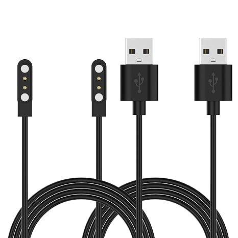 RuenTech Compatible with Tensky 208 Plus BT/208 Plus/208BT, IDW28, IDW19, GTX12 Smart Watch Charger, 3.3FT Replacement Charging Cable for Tensky Smart Watch Charger (Black&Black)