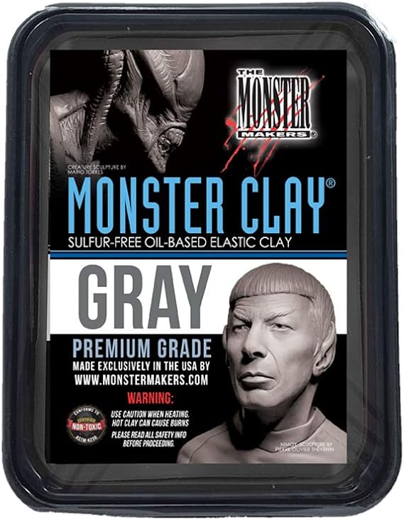 Monster Clay Premium Grade Modeling Clay (Gray -Medium - 4.5lb)