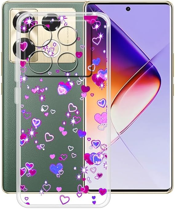 Phone Case for Infinix Note 40 Pro 5G (6.78"), Clear TPU Soft Silicone Cover [Ultra-Thin X Anti Yellow] Shockproof Anti-Drop Protective Cover for Infinix Note 40 Pro 5G - Love Bubble
