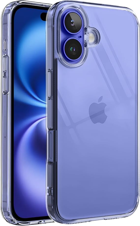 Minesk iPhone 16 ile Uyumlu Crystal Clear (Ultra Şeffaf Silikon) Kılıf Arkası Sert Polikarbonat Kenarları Yumuşak TPU Darbe Emici iç Hava Yastığı Destekli Kapak (16)
