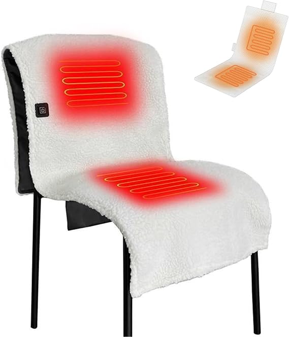 Smart Heated Blanket Seat Pad for Office, Sofa - Cordless Sherpa Heated Chair Mat