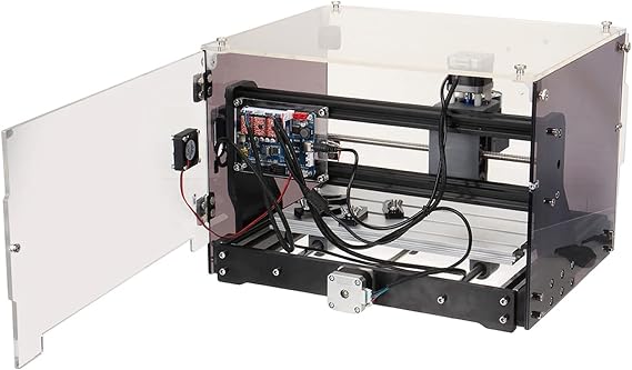 Engraving Milling Machine, 3018-SE V2 Engraver Mini CNC Router Machine with Transparent Enclosure + 3-Axis Spindle for Wood Acrylic Plastics Metal Resin