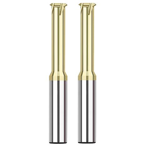 M1.6-0.35 Solid Carbide Micro Thread Mills Single Form 2Pcs AlTiN Coated Threading Blind Tapping Milling Bits Deep Holemaking for High-Temperature Titanium Stainless Alloy Steels