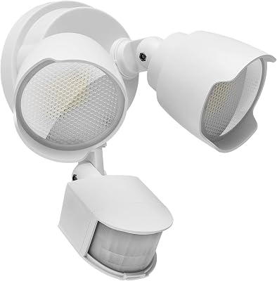 15W 1500 Lumen LED Security Lights with Motion Sensor Outdoor, 3000K5000K Light, IP65 Waterproof, Dusk to Dawn, Dual-Head Motion Detected Flood Wall Light for Garage Yard Porch White