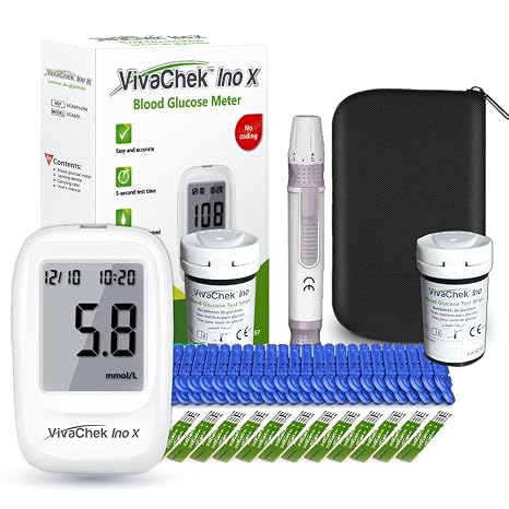 VivaChek Diabetes Test Kit, Blood Sugar Monitor with Ketone and Hypo Warning, 900 Memory, Blood Glucose Monitor with Test Strips x 100 and Lancet x 100 -in mmol/L