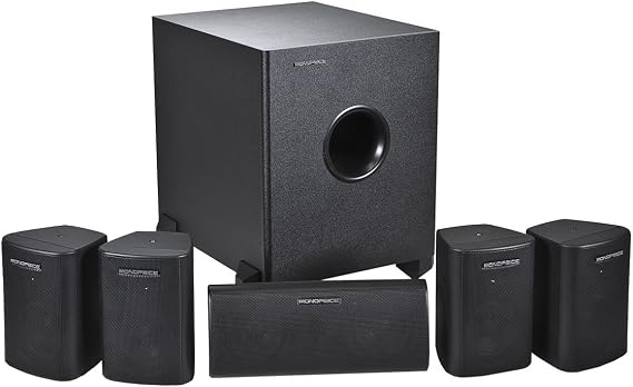 Monoprice Monoprice 5.1 Channel Home Theater Satellite Speakers and Subwoofer, Black