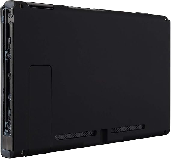 eXtremeRate Soft Touch Grip Black Console Back Plate DIY Replacement Housing Shell Case for Nintendo Switch Console with Kickstand JoyCon Shell NOT Included