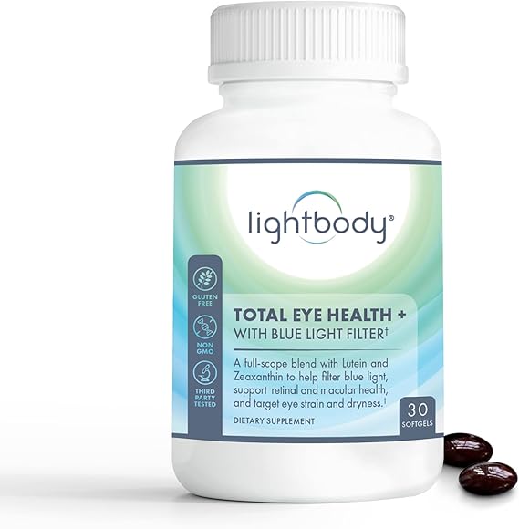 Lightbody Total Eye Health+ Lutein and Zeaxanthin Eye Supplements with Plant Extracts for Visual Wellness & Daily Comfort Non-GMO Eye Vitamins for Adults (30 Softgels)