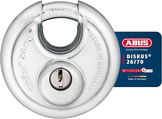 ABUS Diskus Padlock 26/70-360° Protection, Security Level 8, Silver