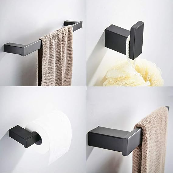 Adrinfly Bathroom Hardware Set Brushed Nickel 4-Pieces Bathroom Towel Rack 24 Inches Adjustable Bathroom Accessories Set