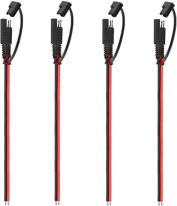 4 PC12V SAE Quick Disconnect Extension Cable with DC Connection Cord Plug 1 Foot 18AWG Gauge,DIY SAE Power Connector,4 pcs Extension Cable+4 pcs Dust Cap
