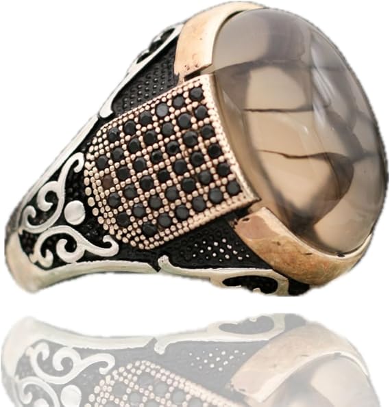 Agate Aqeeq Men Ring, Turkish Ring Man, 925 Silver Ring For Men, Silver Ring With Stone For Men, Aqeeq Ring, Gemstone Mens Ring