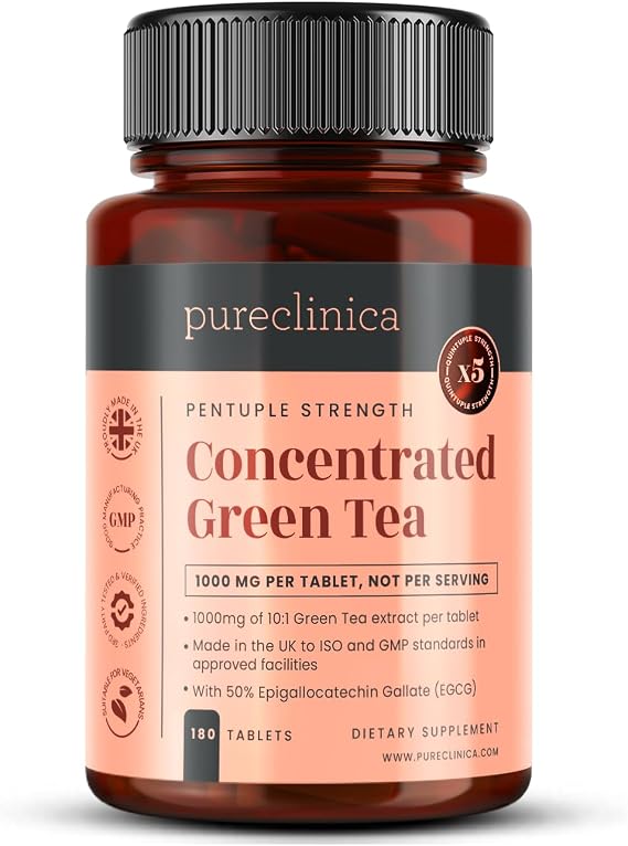pureclinica Green Tea Extract 1000mg (10:1) 180 Tablets 6 Months Supply