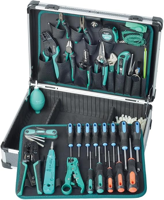 Pro'sKit Tool solutions PK-1938M5 Professional Telecom & Networking Tool Kit Computer & Networking Surveillance System Installation & Maintenance(PK-1938M5)