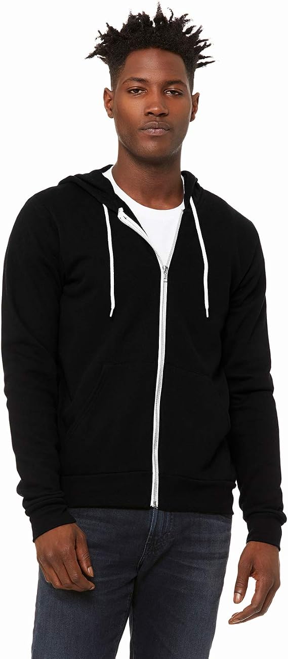 BELLA+CANVAS Unisex Sponge Fleece Full-Zip Hoodie XL DTG Black
