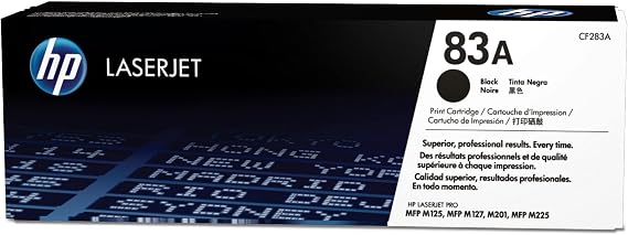 HP 83A Black Toner Cartridge | Works LaserJet Pro M201, LaserJet Pro MFP M125, M127, M225 Series | CF283A...