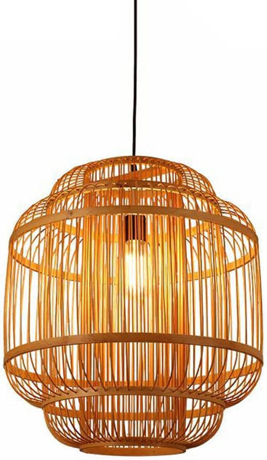 Modern Natural Wooden Pendant Lamp,Handmade Wicker Drop Light,Creative Bamboo Hanging Lamp,E27 Bamboo Woven Pendant Light,Personality Craft Chandelier,for Kitchen Island Dining Room Living