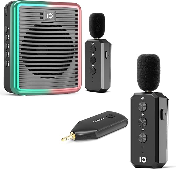 SHIDU 30W Wireless Voice Amplifier with Lavalier Microphone + SHIDU Wireless Microphone Headset 2.4G Wireless lavalier Mics
