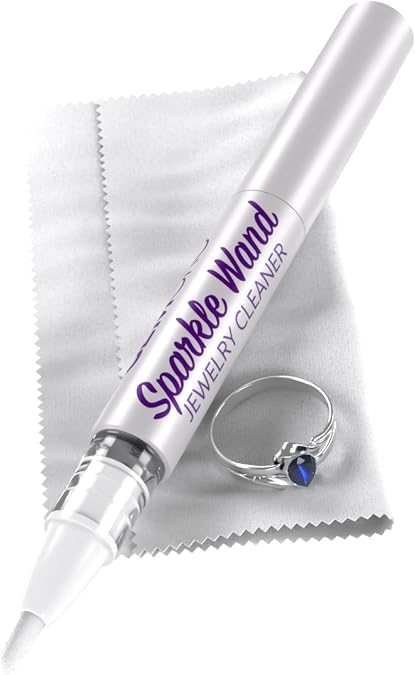 GemOro Sparkle Wand | Jewerly Cleaner Pen for On-The-Go | Travel Size Portable Cleaning Solution for Rings & Jewelry | Safe on Diamonds, Gemstones & Moissantie with Free Microfiber Cleaning Cloth