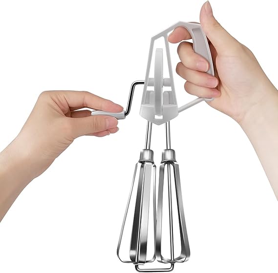Egg Beater Mixer,Stainless Steel Rotary Hand Whip Whisk Hand Mixer Plus Egg Beater Cooking Tool Suitable For Kitchen Gadget