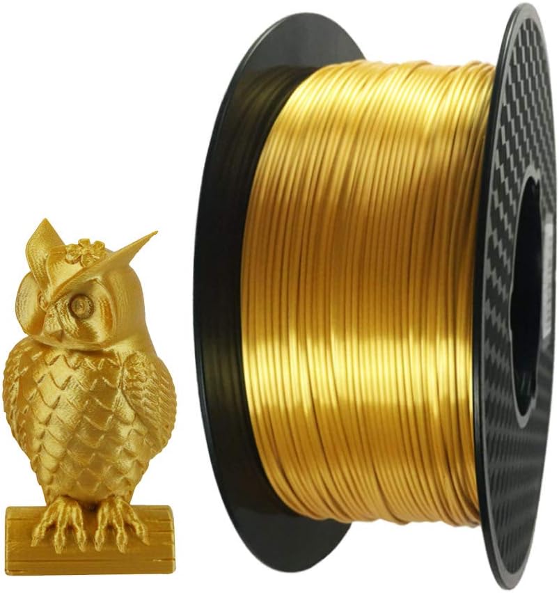 CC3D Silk PLA Filament Gold 1.75mm 1KG 3D Printer PLA Gold Filament Gold Metallic Texture Gold Color Shine Shiny Silky Filament Gold Luster True Gold Plating, Close to Smooth Surface Silk Gold Gold