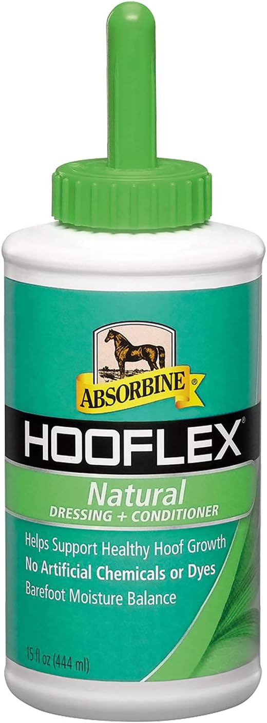 Absorbine Hooflex All Natural Horse Hoof Dressing & Conditioner, 15 fl oz | Includes Applicator Brush, No Artificial Chemicals or Dyes, Moisture Balance, Promotes Pliable & Healthy Hoof, Less Cracking