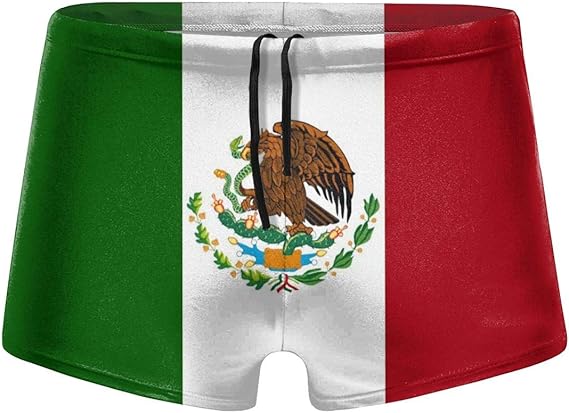 Mexican Flag Men Swimwear Swimsuits Surf Board Boxer Shorts Trunks Blac