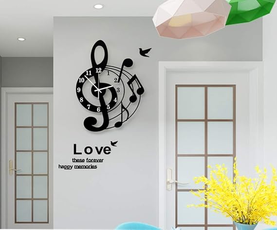 Wall Clock,Living Room Music Symbol Creative Decoration Home Clock Fashion Restaurant Mute Clock Wall Charts Bedroom Wall Charts Decorative Clocks Modern Art Quartz Wall Clock