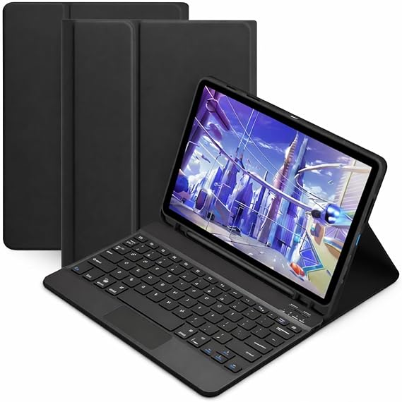 Microcase Xiaomi Redmi Poco Pad M1 11.2 inch Tablet için Bluetooth Touchpad Klavye + Standlı Kılııf - BKK5 (Gri)