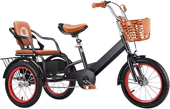 Large Pedal tricycles for Aged 3-10 Years,3 Wheeler Rickshaw trikes with Sensitive Brake,Dual seat Tandem Tricycle with Passenger seat,Multi Storage Space,Toddler Cruiser Trike