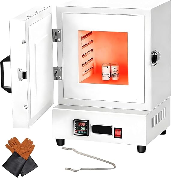 Enclosed Muffle Oven, Kiln Pottery at Home, Hi-Temp 2102F/1150C, Melting Furnace with Controller, for Jewelry Making, Wax Casting, Clay Pottery Ceramic DIY, Glass