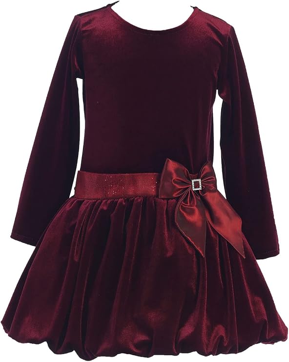 Pink Princess Long Sleeve Velvet Dress - Little Girls Holiday Dress - Vestidos Navideos