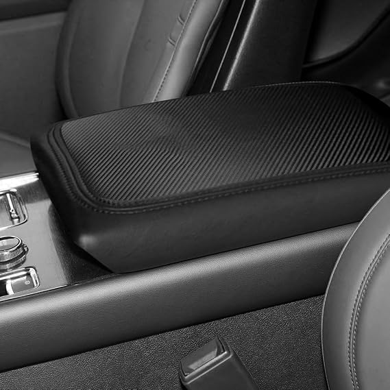 DEYTOP Console Armrest Cover for Lincoln Aviator 2020-2025 Accessories Center Console Cover for Aviator 2020 2021 2022 2023 Anti-Scratch Armrest Pad Protector (Carbon Fiber with Black Stitches)