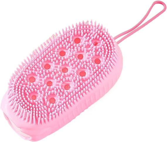 Silicone Shower Scrubber - Silicone Body Brush | Soft Skin Cleansing Brush | Double-Side Massage Bath Scrubber | Ergonomic Back | Shower for Body for Travel Home Use