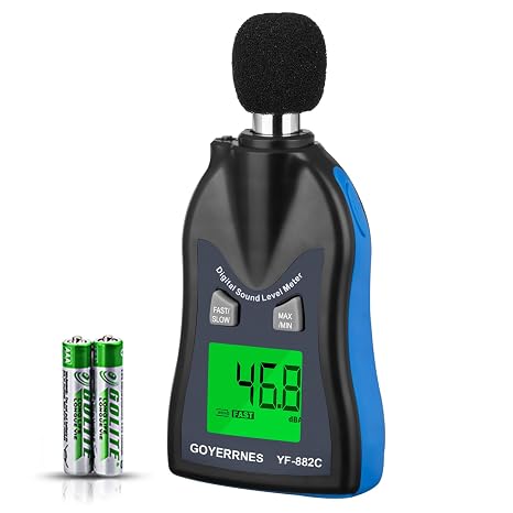Handheld Decibel Meter, Digital Sound Level Meter 30-130dBA SPL Decibel Monitoring Tester Sound Meter Noise Decibel Reader with Max/Min Hold Data Sensor LCD Backlight Display for Home Factory