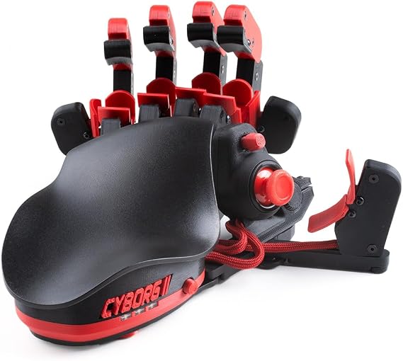 AZERON Cyborg II Gaming Keypad: Mappable One-Handed Gaming Keyboard for PC Games; Hall Effect Thumbstick and 30 Mappable Keys; Keypad Made by 3D Printer; For Right-Handed Users Red, Cyborg II