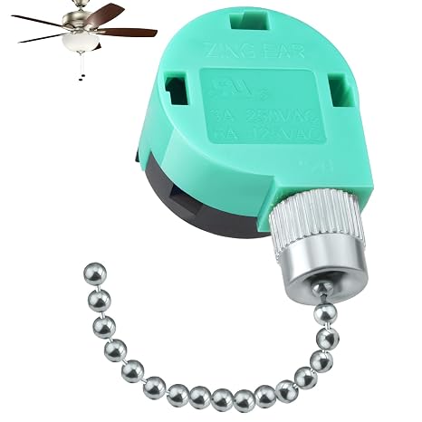 BFXM Ceiling Fan Switch ZE-268S6 3 Speed 4 Wire, Silver