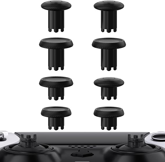eXtremeRate ThumbsGear Interchangeable Thumbsticks Joysticks for PS5 Edge Controller, Analog Thumb Sticks Caps for PS5 Edge stick module, 4 Heights 3 Surfaces Grips - Black - Without Thumbstick Base