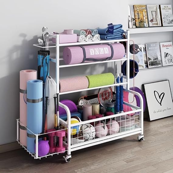 Dumbbell rack stand only,Home Gym Storage Rack, Weight Rack for Dumbbells, Exercise Workout Equipment Storage Organizer with Hooks and Wheels