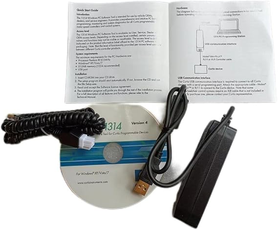 Diagnostic Tools 1314K-4401 PC Station Software Tool Programmable Device 1309 USB Interface Box Handheld Programmer Programming Unit Digital Console for Curtis AC DC Motor Speed Controller