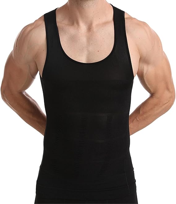 Men's Compression Shirt Tummy Control Slimming Body Shaper Vest Workout Gynecomastia Undershirt Plus Size