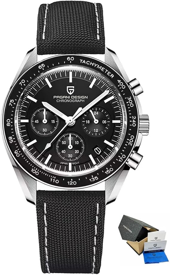 Pagani Design 1701 Watches for Men, Chronograph, VK63 Japanese Quartz Movement, Stainless Steel Bracelet, Water Resistant to 330 Feet（100m）, Sapphire Glass Sports Watch for Men.